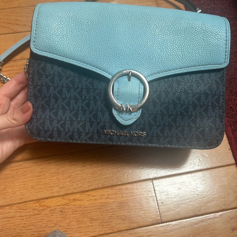 EUC Michael Kors Light Blue and Dark Blue Crossbody Bag